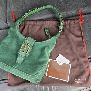 Coach Hamilton Side Buckle Small Hobo 7471 - Emerald Green Suede